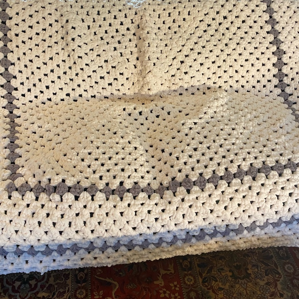 New Chucky Cream & Gray 64” Sq Afghanan